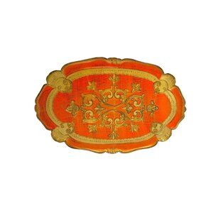 Florentine Serving Tray Scalloped Design Vintage Made in Italy Classic Decor